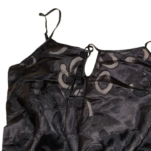 The Disney Catalog Black Spaghetti Straps Patterned Slip Dress Size M - Picture 2 of 6